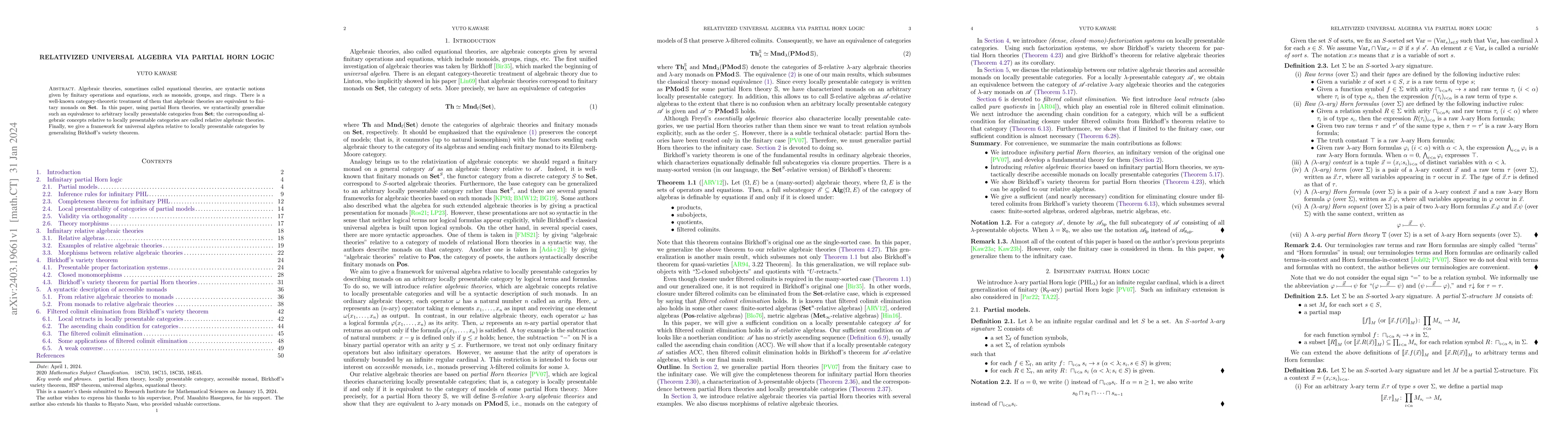 Thumbnail for Relativized universal algebra via partial Horn logic