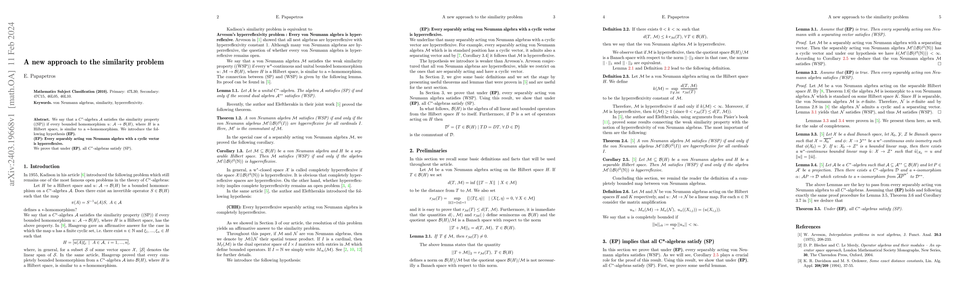 Thumbnail for A new approach to the similarity problem