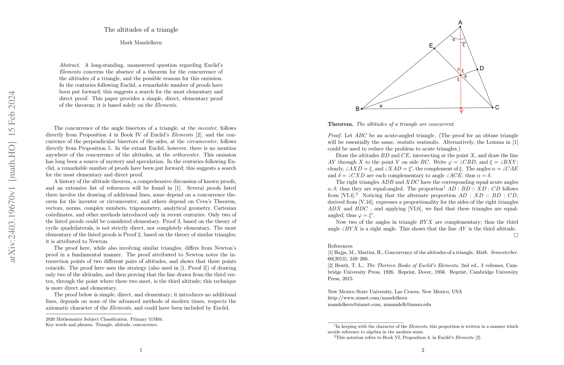 Thumbnail for The altitudes of a triangle