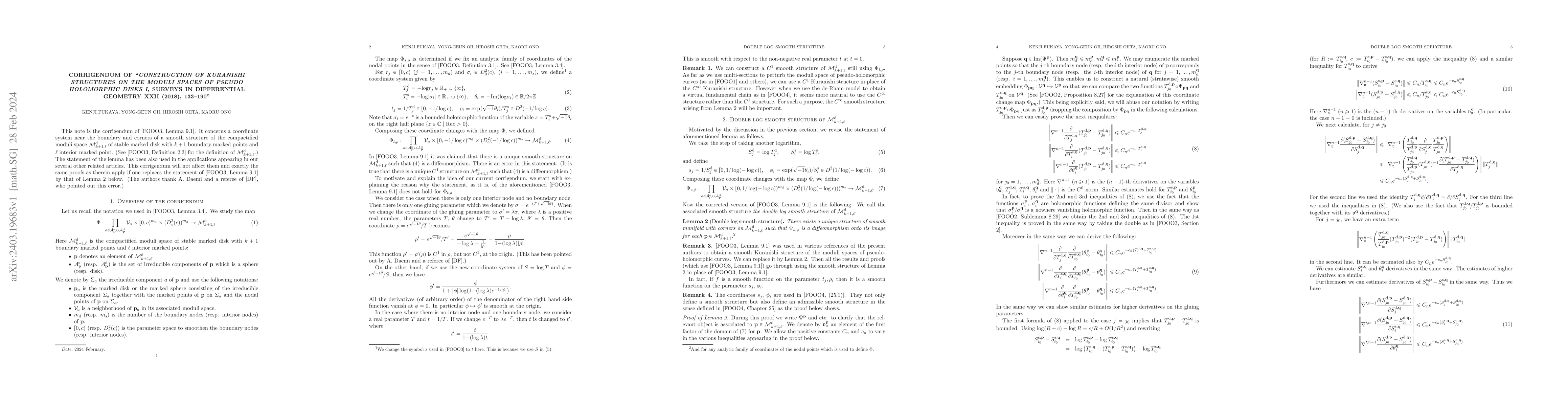 Thumbnail for Corrigendum of "Construction of Kuranishi structures on the moduli
  spaces of pseudo holomorphic disks I, Surveys in Differential Geometry XXII
  (2018), 133-190"