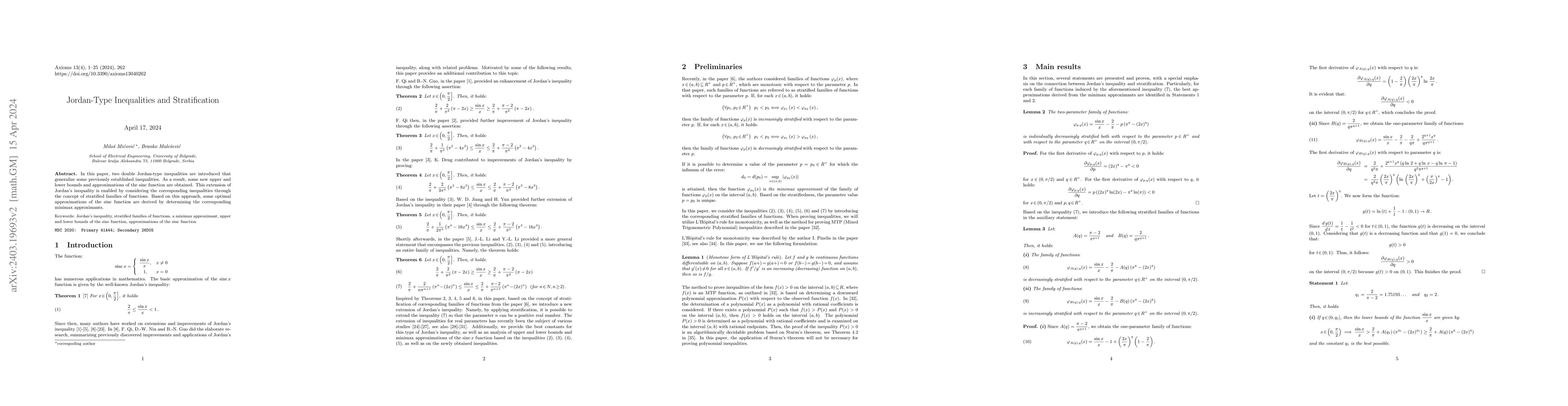 Thumbnail for Jordan-Type Inequalities and Stratification