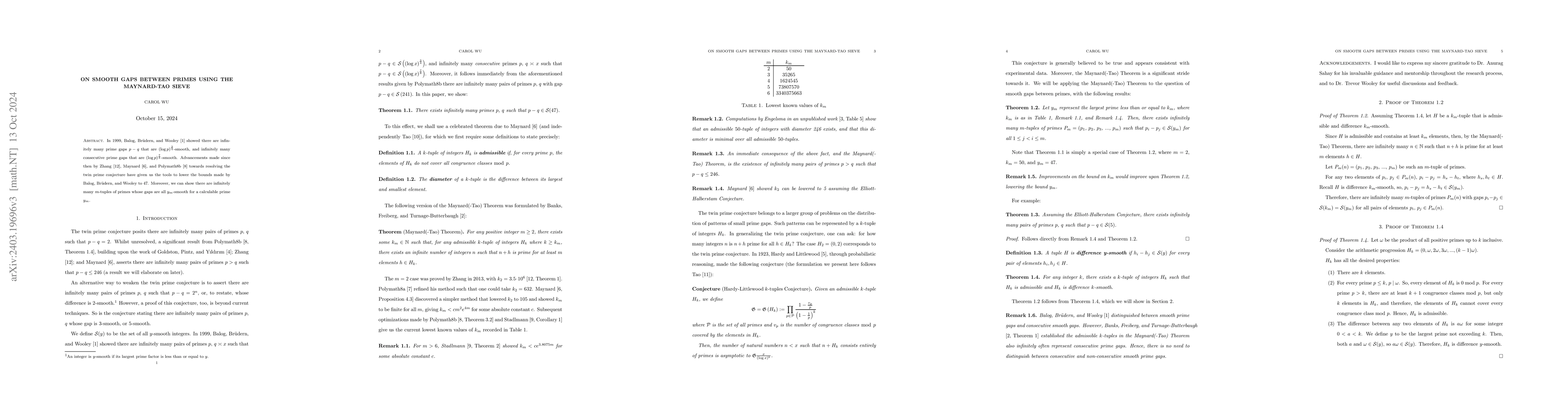 Thumbnail for On smooth gaps between primes using the Maynard-Tao sieve