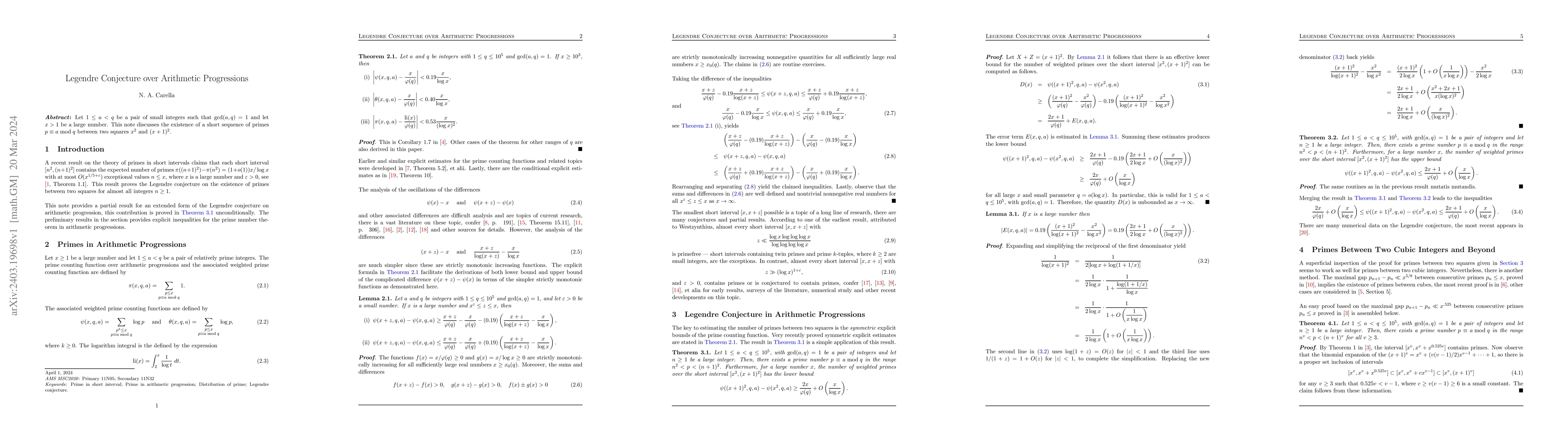 Thumbnail for Legendre Conjecture over Arithmetic Progressions