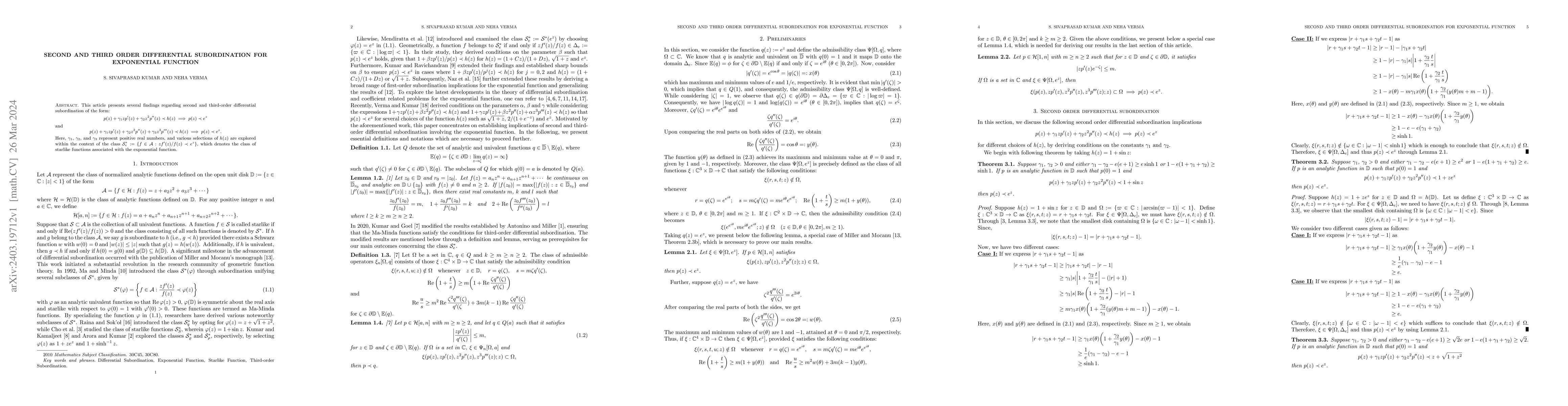 Thumbnail for Second and Third order differential subordination for exponential
  function