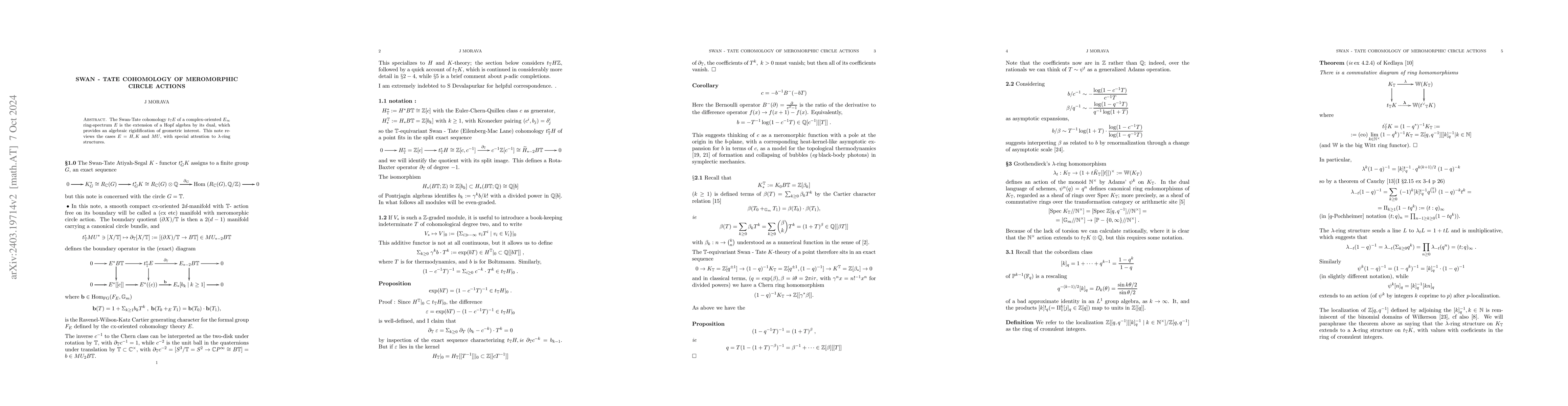 Thumbnail for Swan-Tate cohomology of meromorphic circle actions