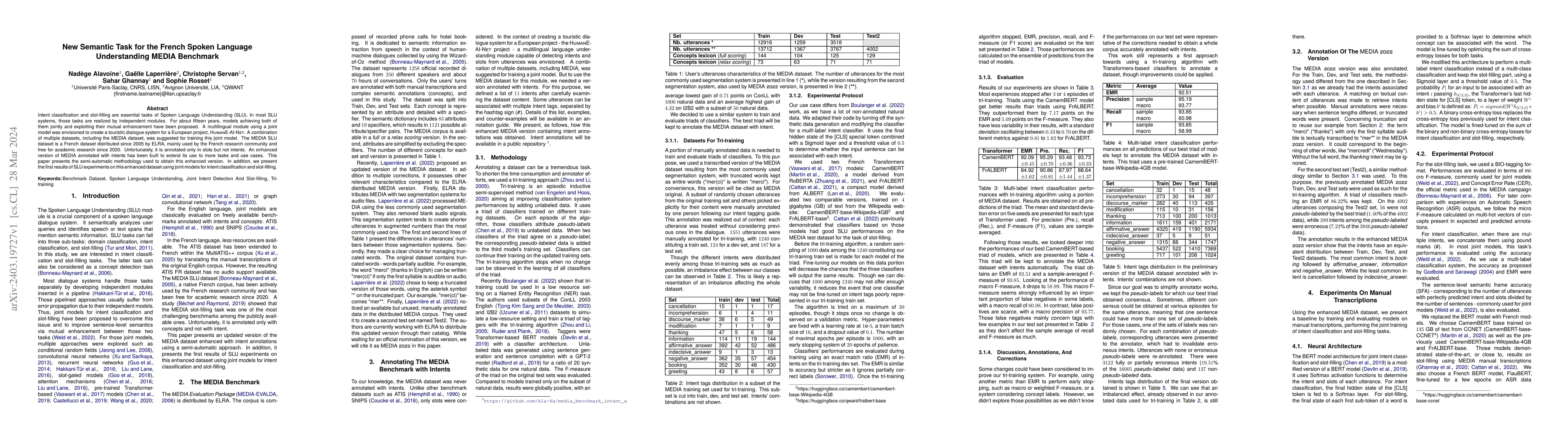 Thumbnail for New Semantic Task for the French Spoken Language Understanding MEDIA
  Benchmark