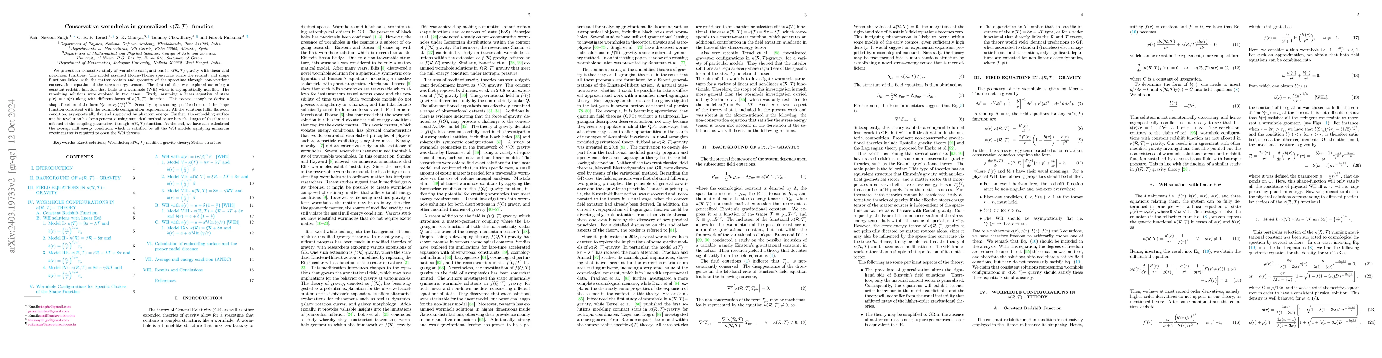 Thumbnail for Conservative wormholes in generalized
  $\kappa(\mathcal{R},\mathcal{T})$-function