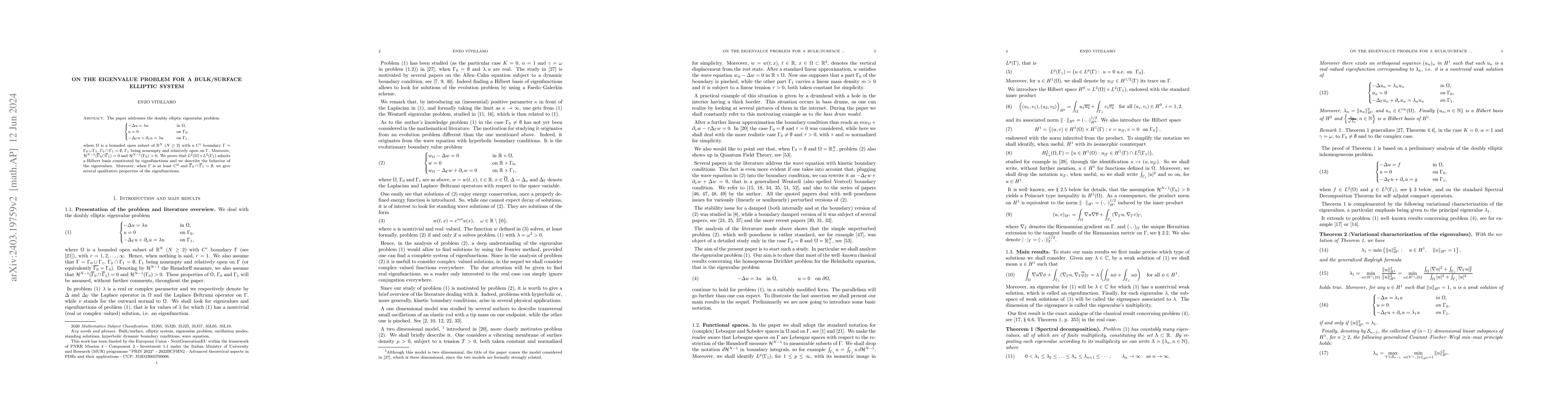 Thumbnail for On the eigenvalue problem for a bulk/surface elliptic system