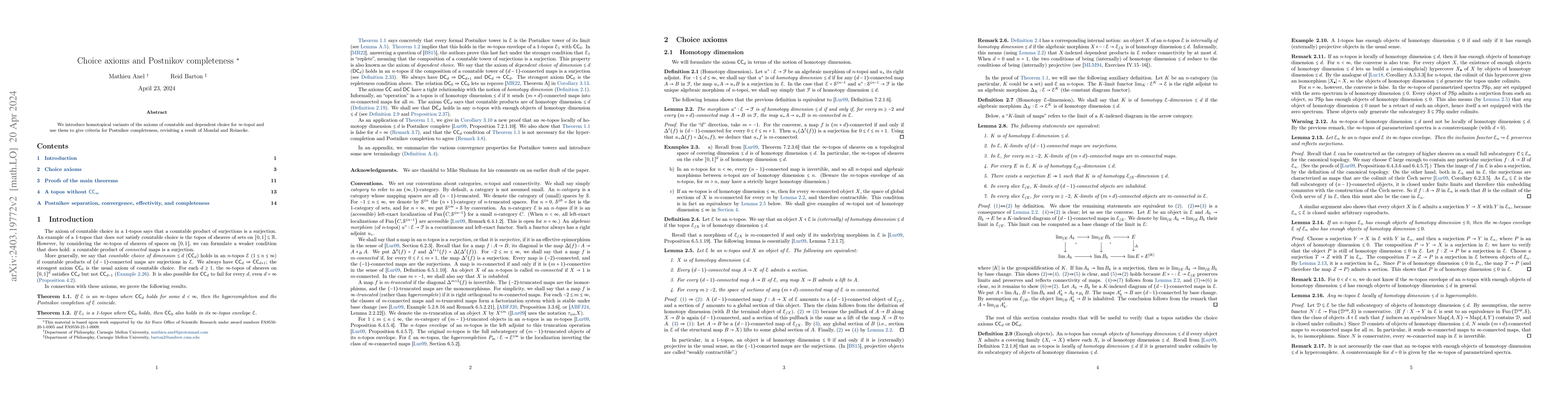 Thumbnail for Choice axioms and Postnikov completeness
