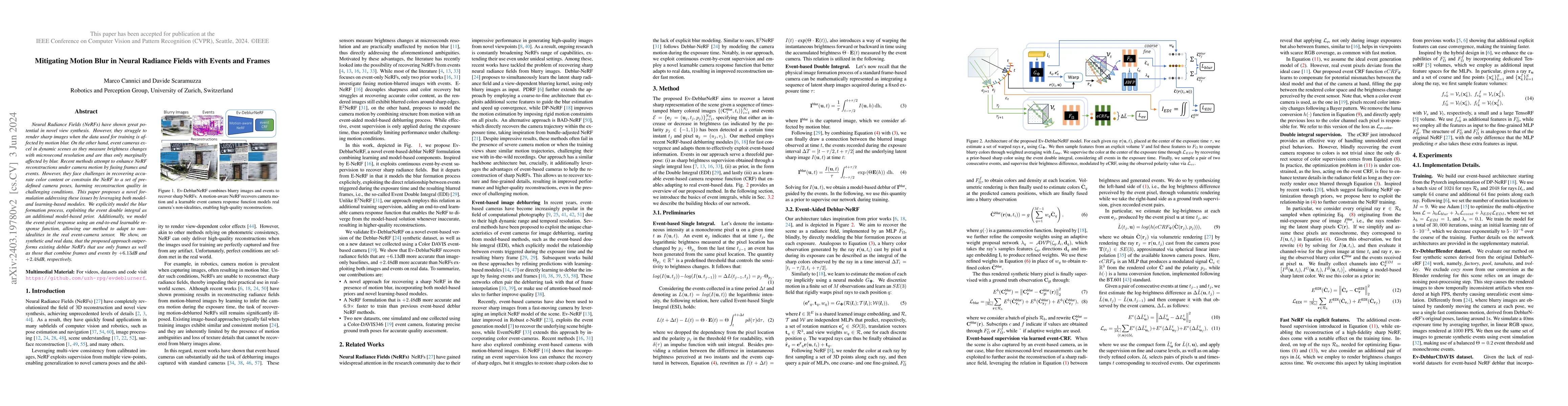 Thumbnail for Mitigating Motion Blur in Neural Radiance Fields with Events and Frames