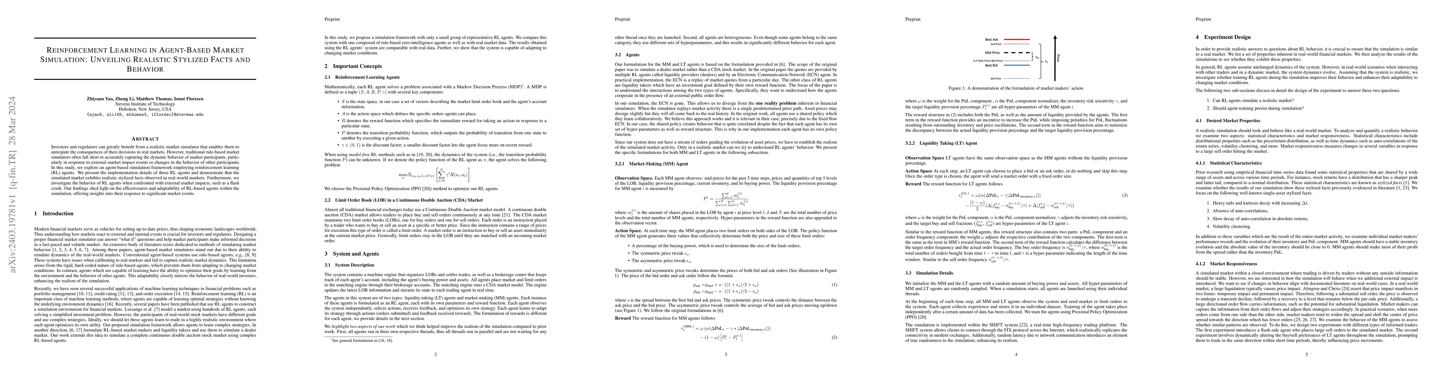 Thumbnail for Reinforcement Learning in Agent-Based Market Simulation: Unveiling
  Realistic Stylized Facts and Behavior