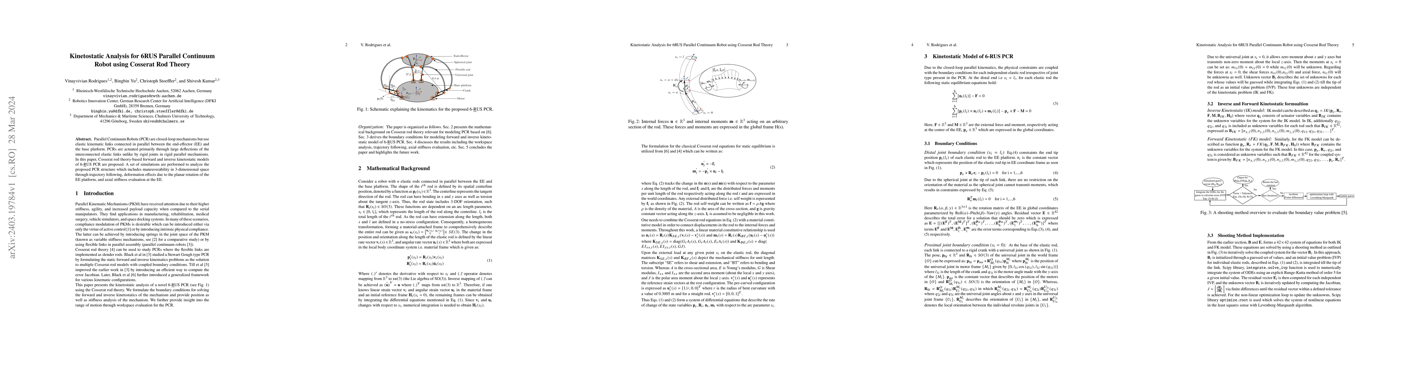 Thumbnail for Kinetostatic Analysis for 6RUS Parallel Continuum Robot using Cosserat
  Rod Theory