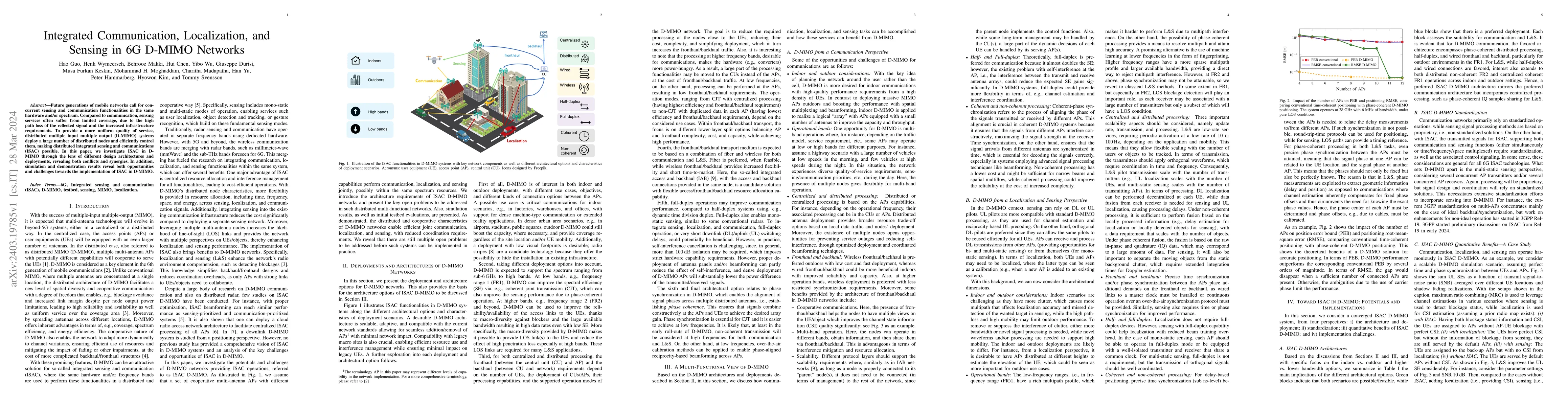 Thumbnail for Integrated Communication, Localization, and Sensing in 6G D-MIMO
  Networks