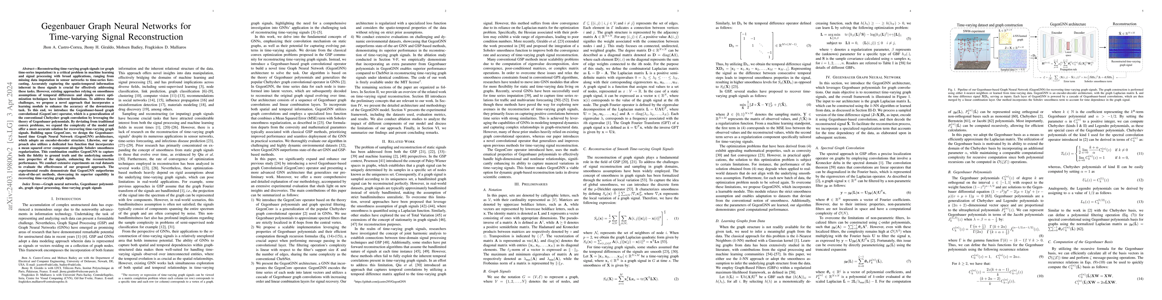 Thumbnail for Gegenbauer Graph Neural Networks for Time-varying Signal Reconstruction