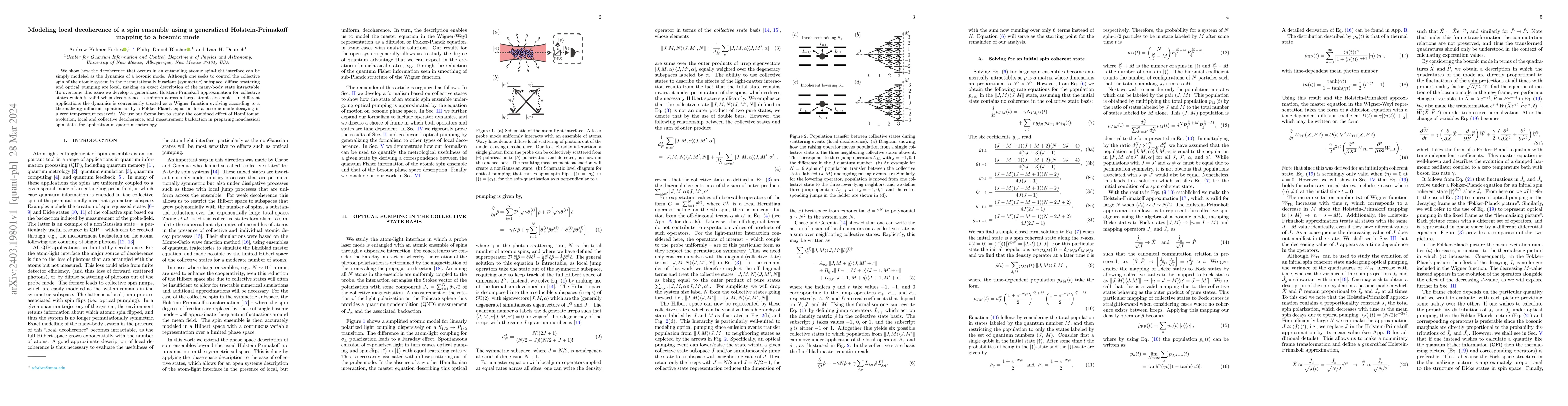 Thumbnail for Modeling local decoherence of a spin ensemble using a generalized
  Holstein-Primakoff mapping to a bosonic mode