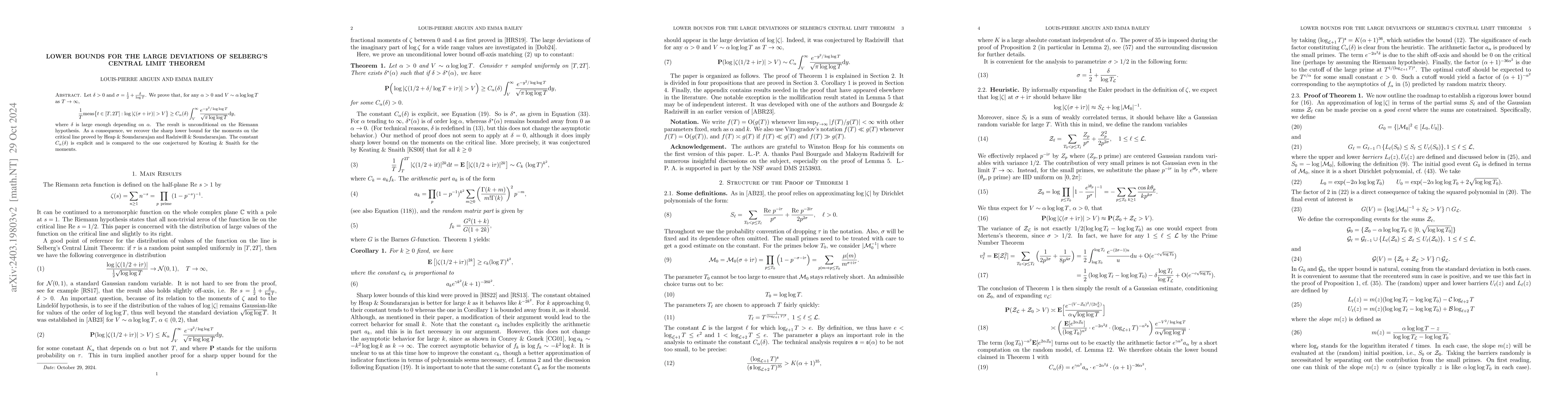 Thumbnail for Lower Bounds for the Large Deviations of Selberg's Central Limit Theorem