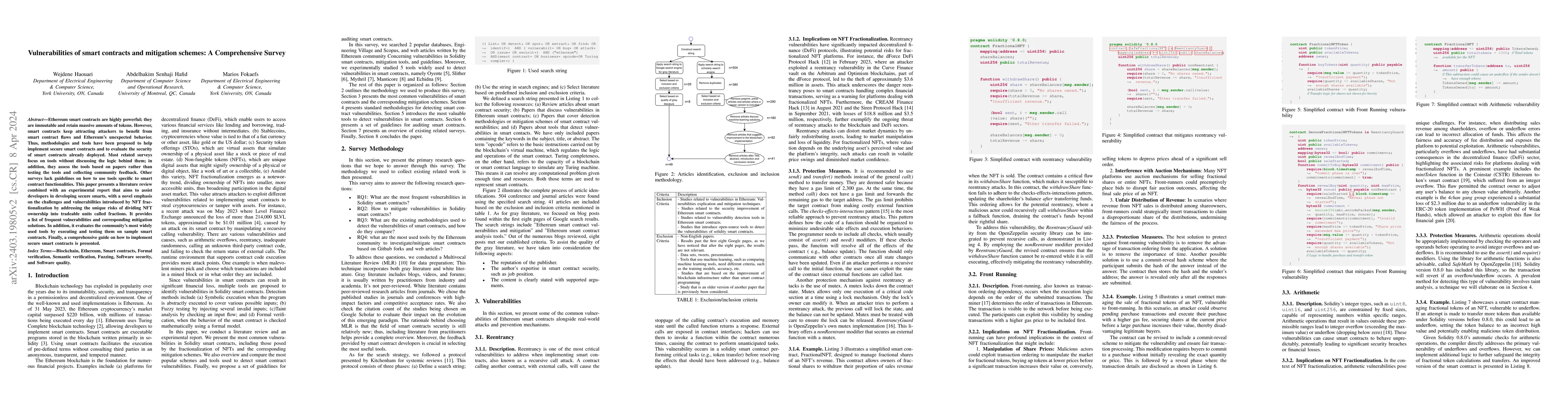 Thumbnail for Vulnerabilities of smart contracts and mitigation schemes: A
  Comprehensive Survey
