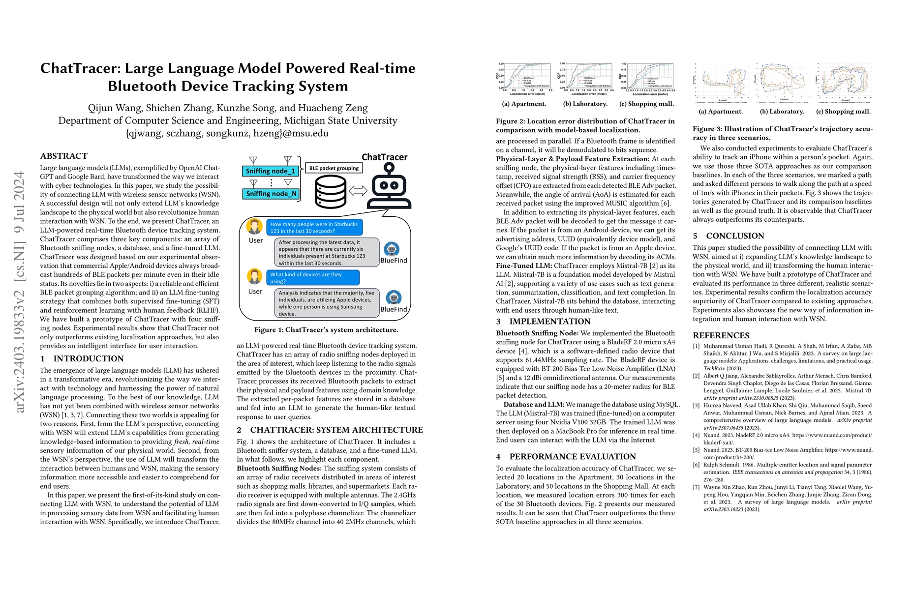 Thumbnail for ChatTracer: Large Language Model Powered Real-time Bluetooth Device
  Tracking System