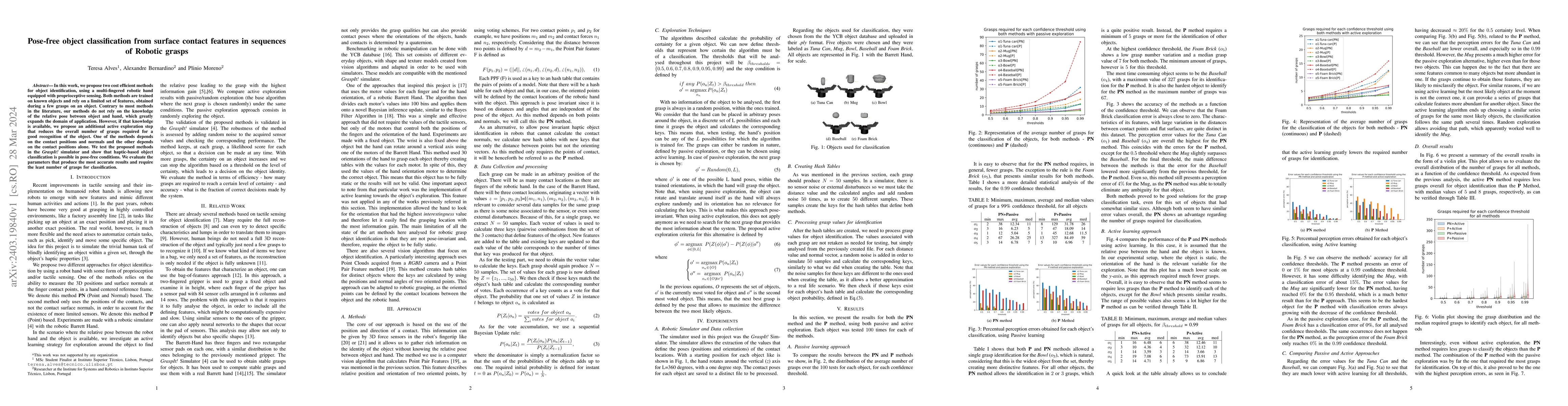 Thumbnail for Pose-free object classification from surface contact features in
  sequences of Robotic grasps
