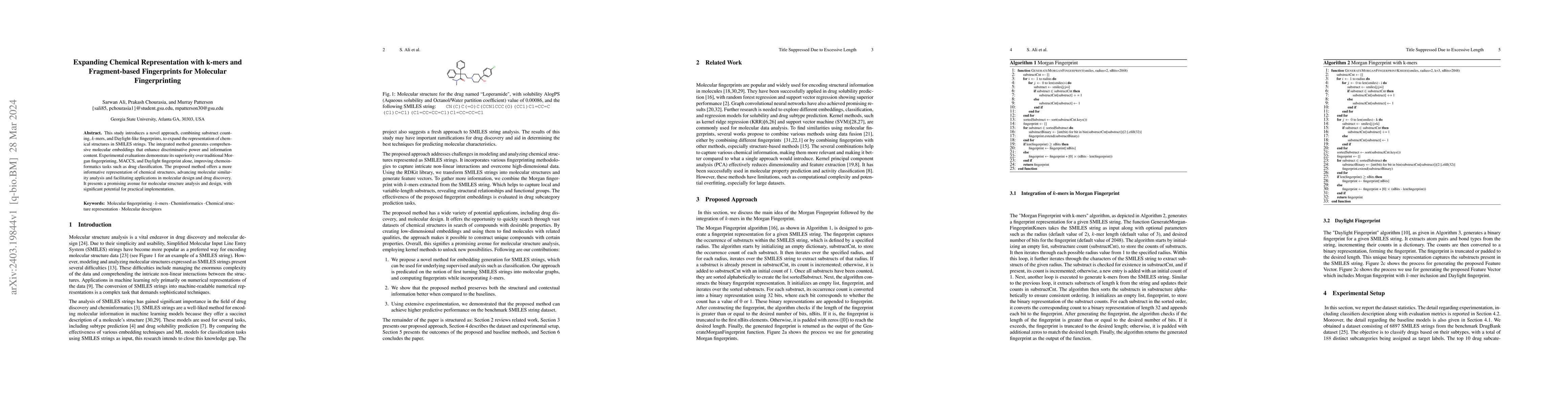 Thumbnail for Expanding Chemical Representation with k-mers and Fragment-based
  Fingerprints for Molecular Fingerprinting