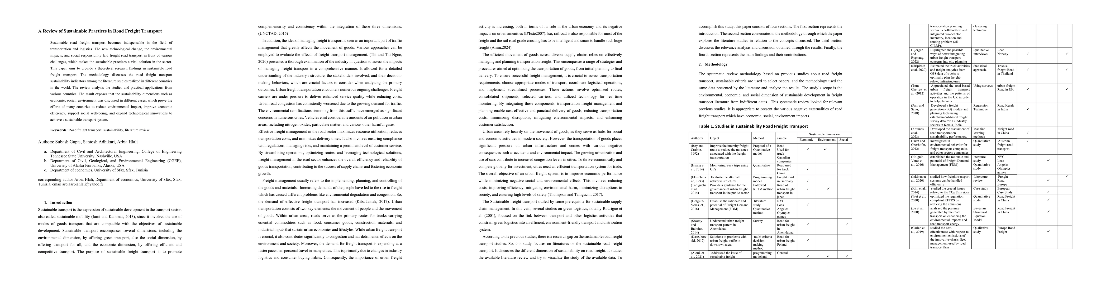 Thumbnail for A Review of Sustainable Practices in Road Freight Transport