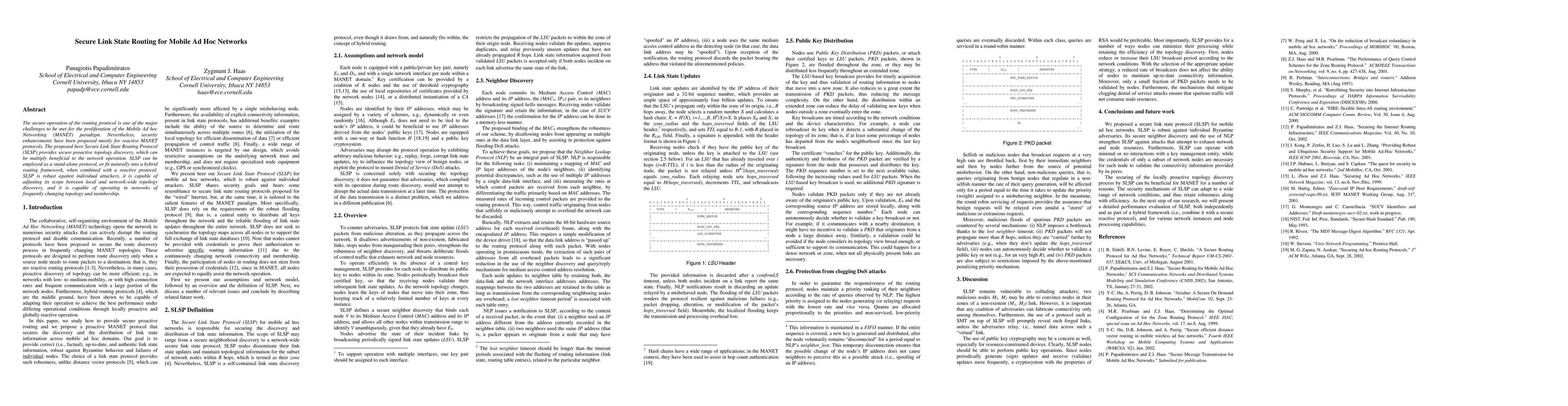 Thumbnail for Secure Link State Routing for Mobile Ad Hoc Networks