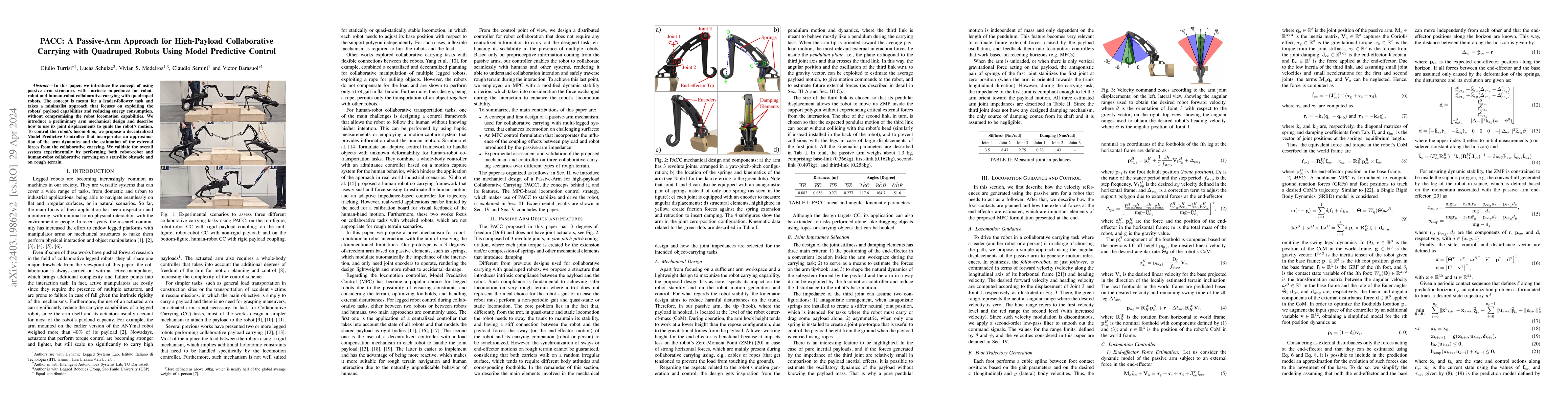Thumbnail for PACC: A Passive-Arm Approach for High-Payload Collaborative Carrying
  with Quadruped Robots Using Model Predictive Control