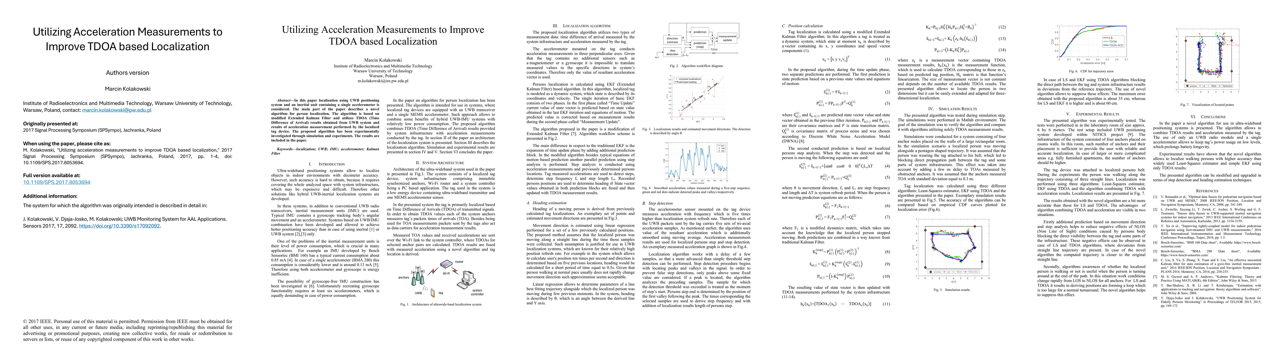 Thumbnail for Utilizing acceleration measurements to improve TDOA based localization