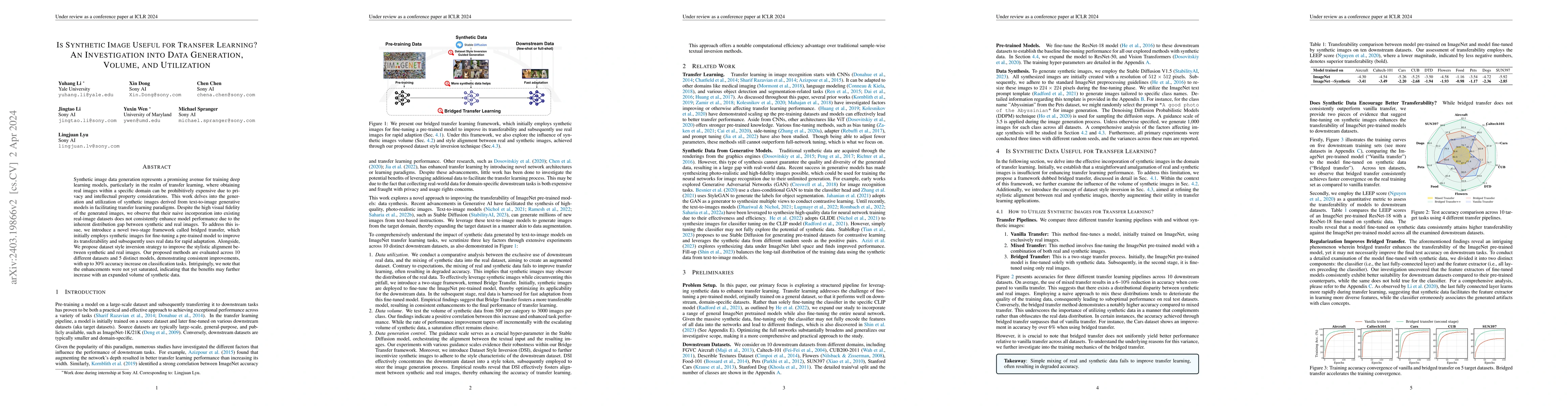 Thumbnail for Is Synthetic Image Useful for Transfer Learning? An Investigation into
  Data Generation, Volume, and Utilization