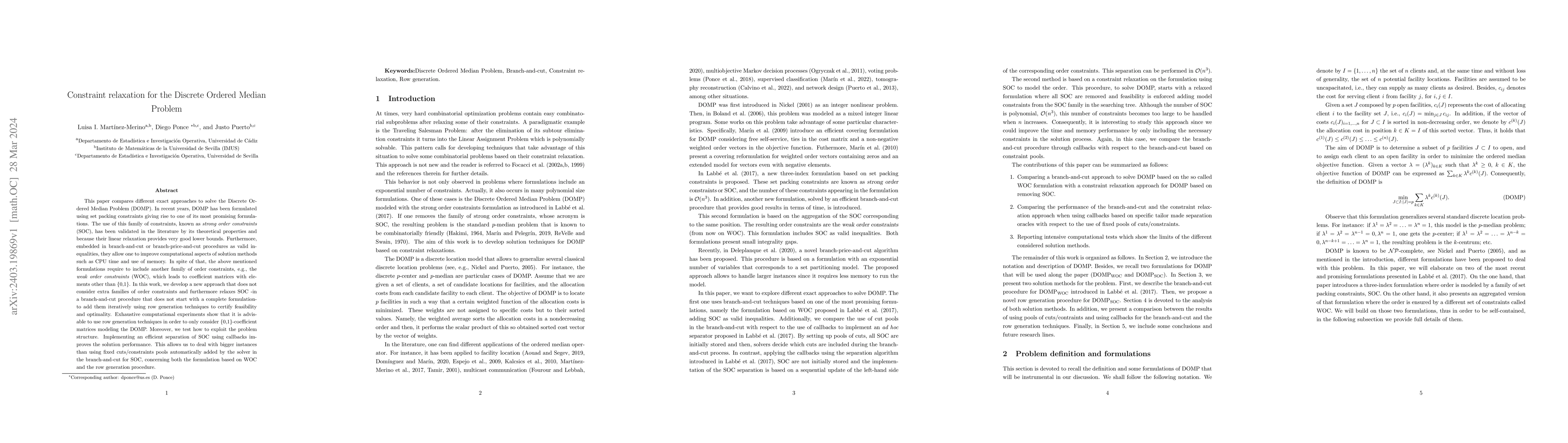 Thumbnail for Constraint relaxation for the Discrete Ordered Median Problem