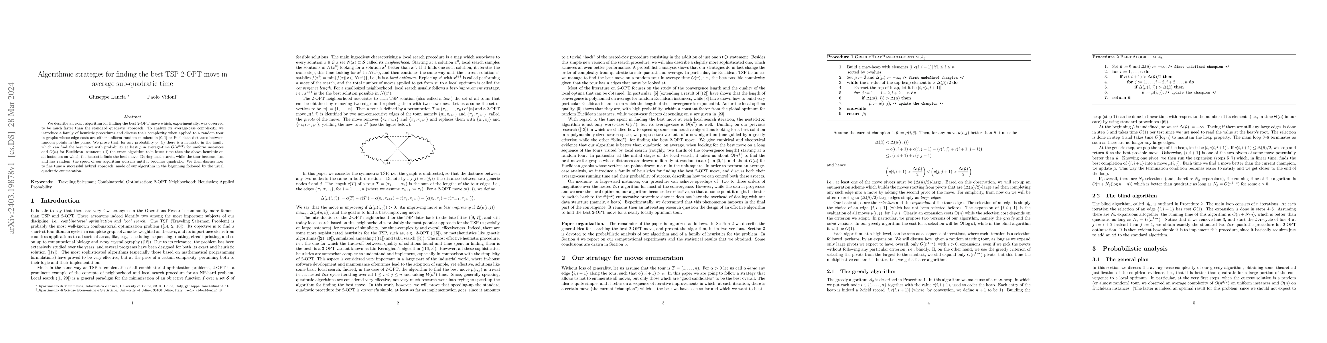 Thumbnail for Algorithmic strategies for finding the best TSP 2-OPT move in average
  sub-quadratic time