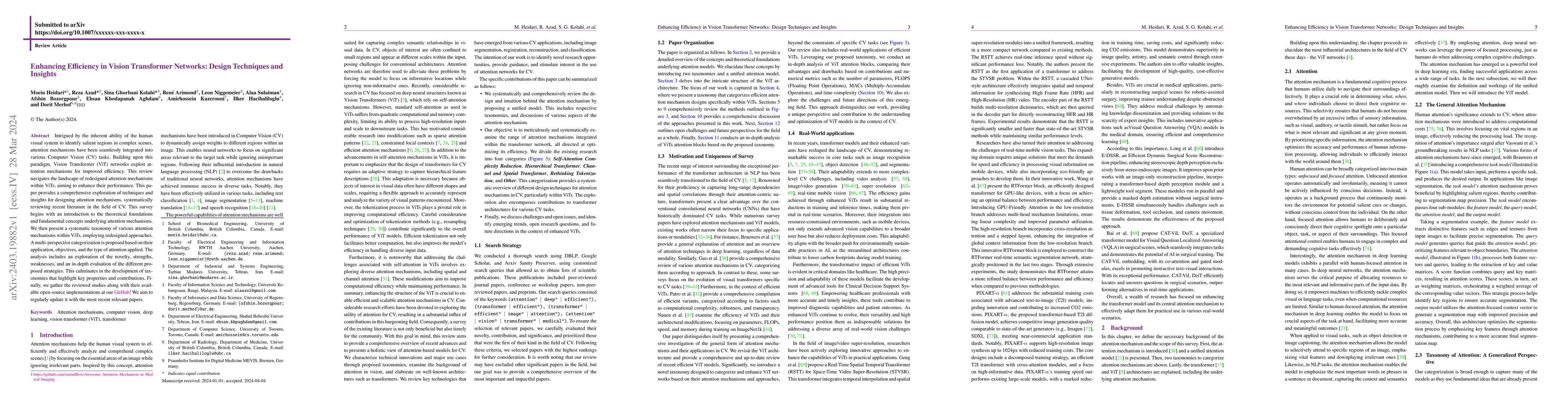 Thumbnail for Enhancing Efficiency in Vision Transformer Networks: Design Techniques
  and Insights