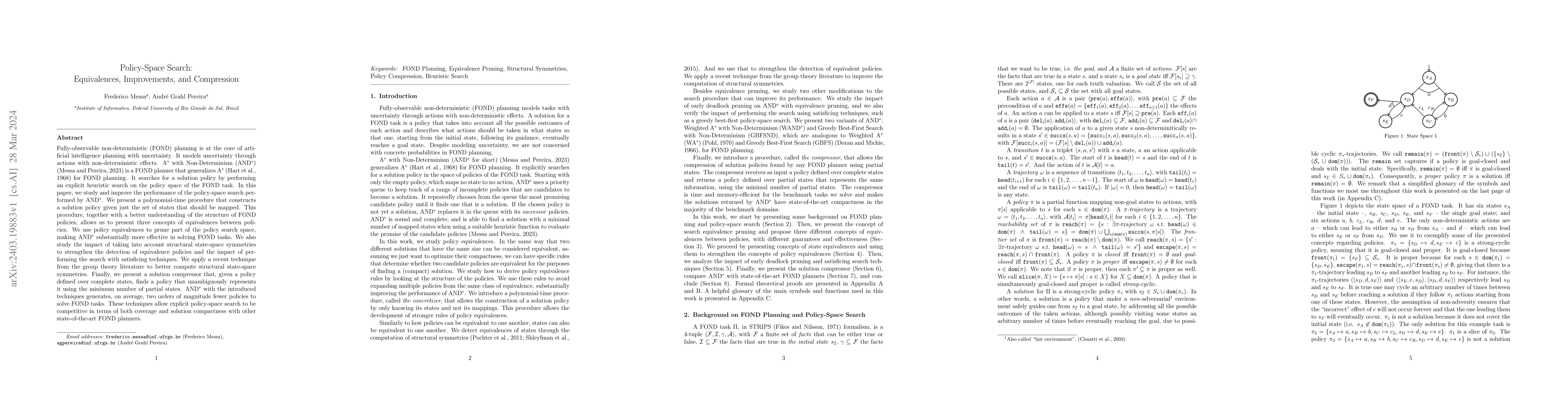Thumbnail for Policy-Space Search: Equivalences, Improvements, and Compression