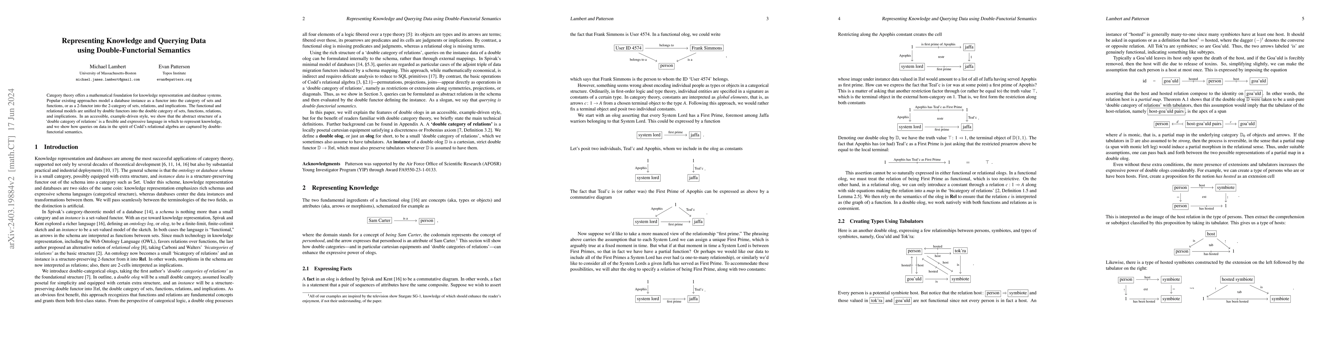 Thumbnail for Representing Knowledge and Querying Data using Double-Functorial
  Semantics