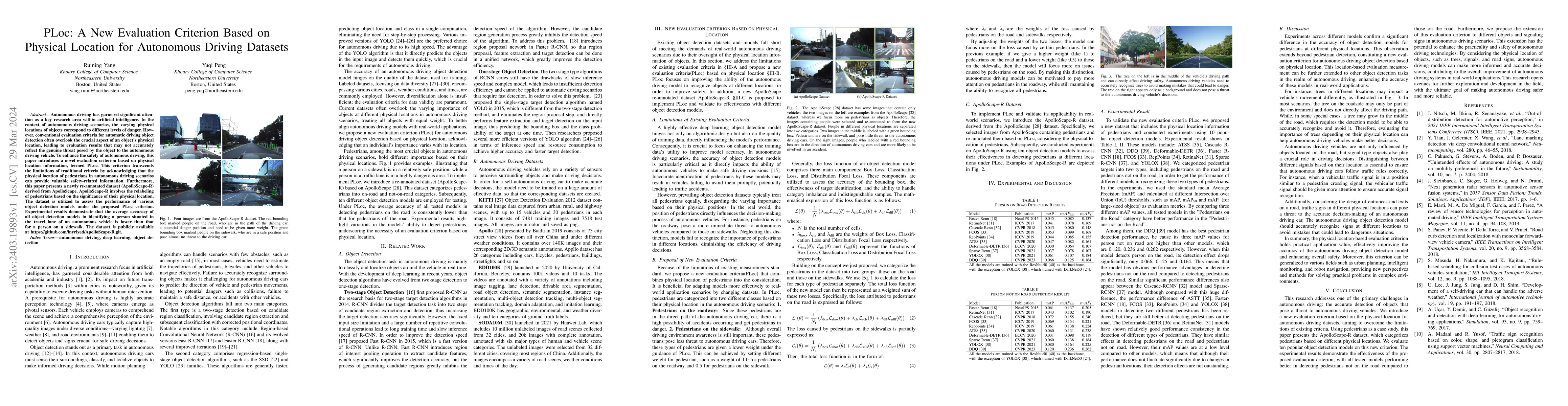 Thumbnail for PLoc: A New Evaluation Criterion Based on Physical Location for
  Autonomous Driving Datasets