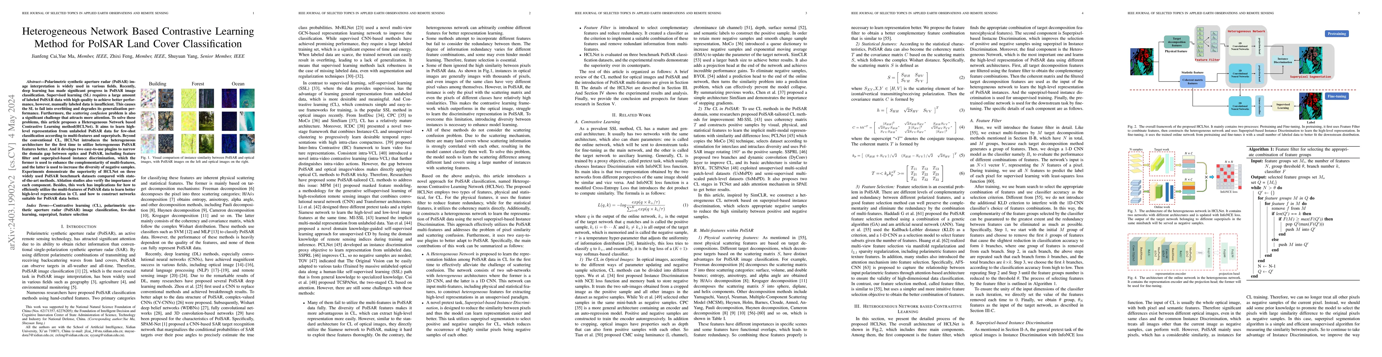 Thumbnail for Heterogeneous Network Based Contrastive Learning Method for PolSAR Land
  Cover Classification
