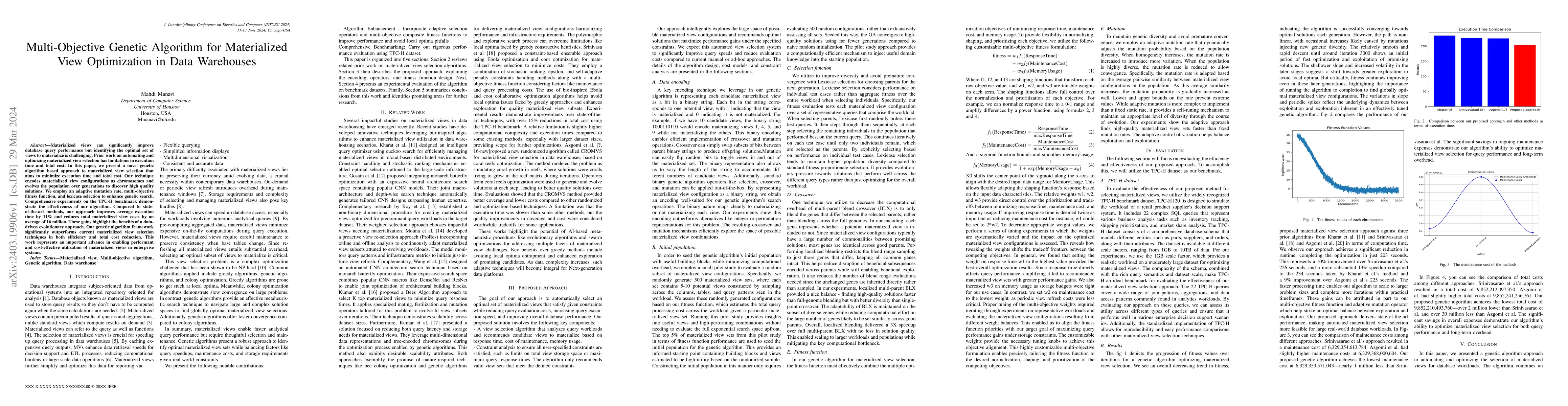 Thumbnail for Multi-Objective Genetic Algorithm for Materialized View Optimization in
  Data Warehouses