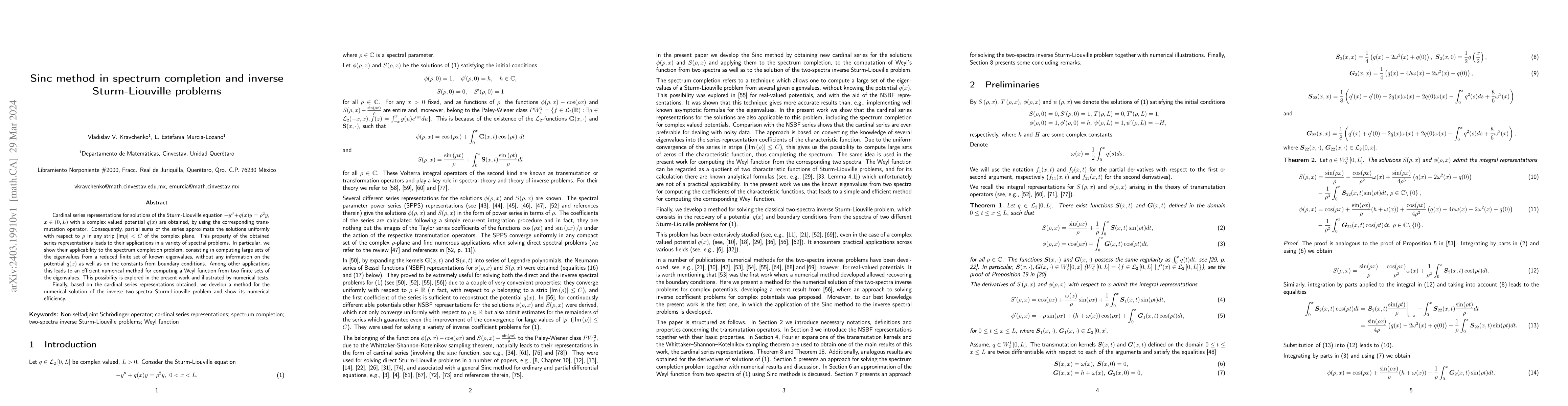 Thumbnail for Sinc method in spectrum completion and inverse Sturm-Liouville problems