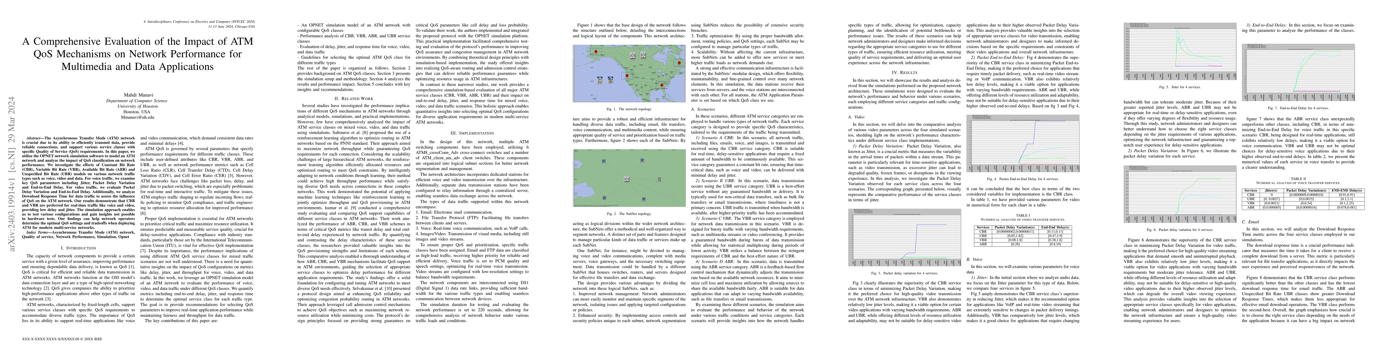 Thumbnail for A Comprehensive Evaluation of the Impact of ATM QoS Mechanisms on
  Network Performance for Multimedia and Data Applications