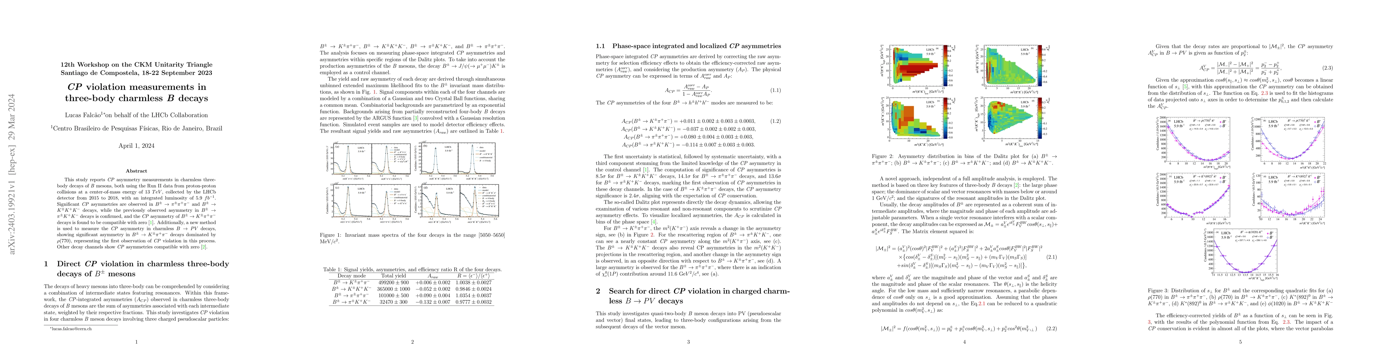 Thumbnail for CP violation measurements in three-body charmless B decays
