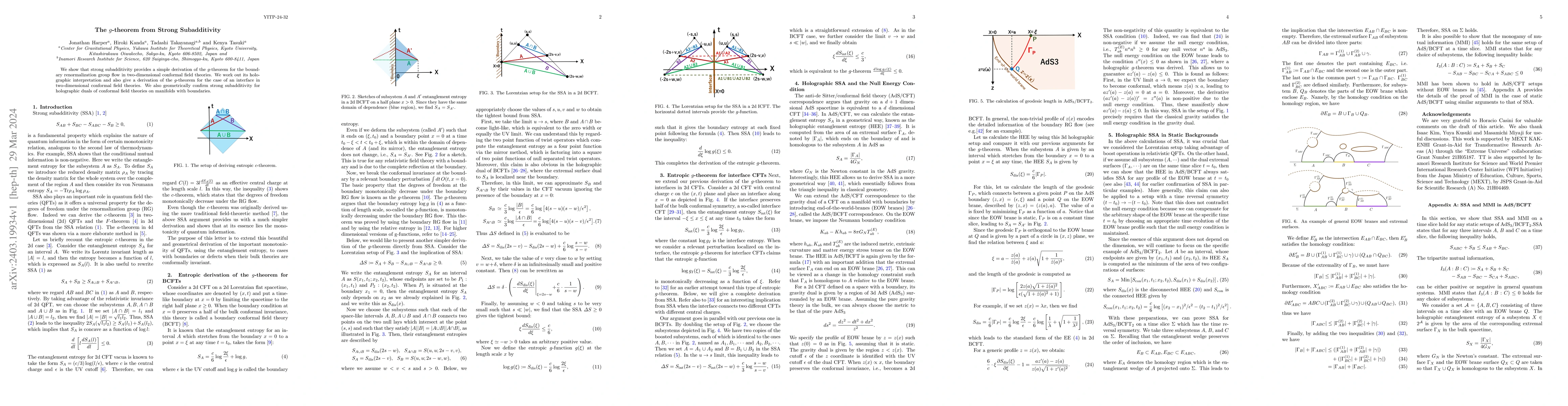 Thumbnail for The $g$-theorem from Strong Subadditivity
