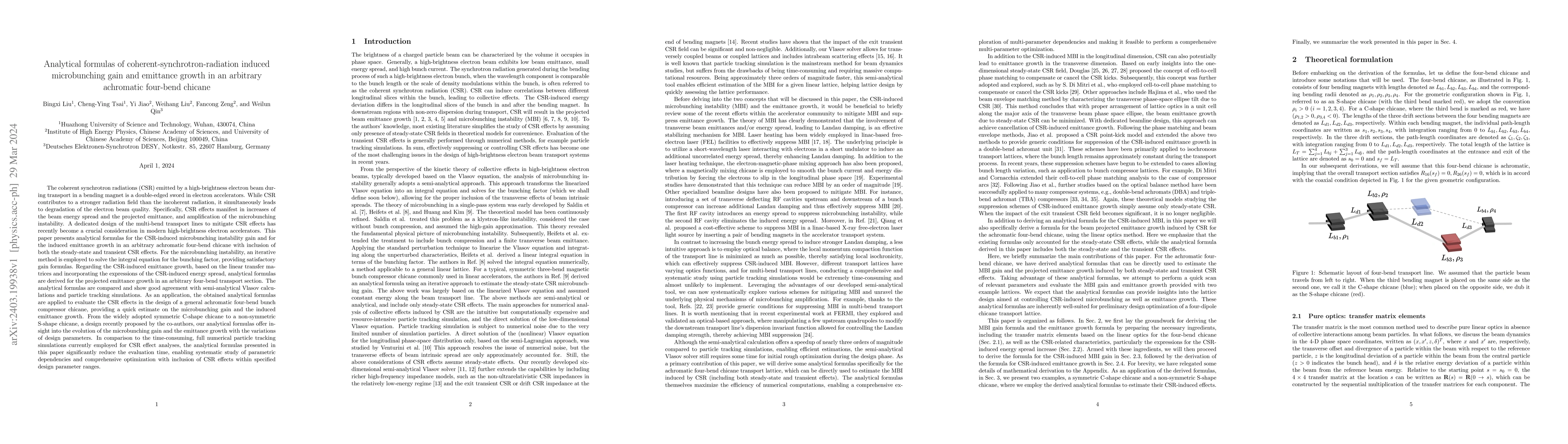 Thumbnail for Analytical formulas of coherent-synchrotron-radiation induced
  microbunching gain and emittance growth in an arbitrary achromatic four-bend
  chicane