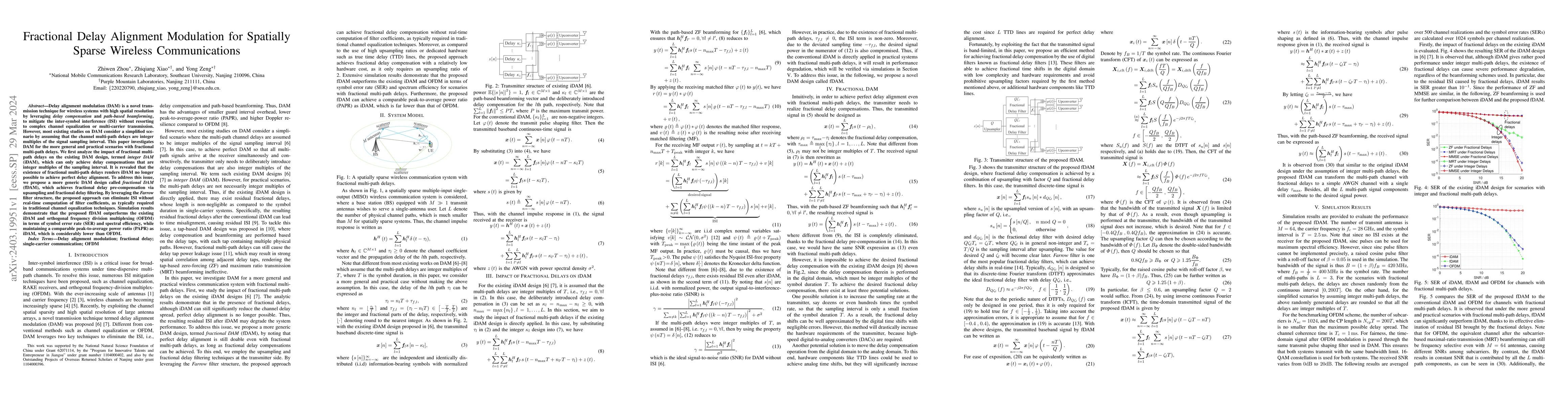 Thumbnail for Fractional Delay Alignment Modulation for Spatially Sparse Wireless
  Communications