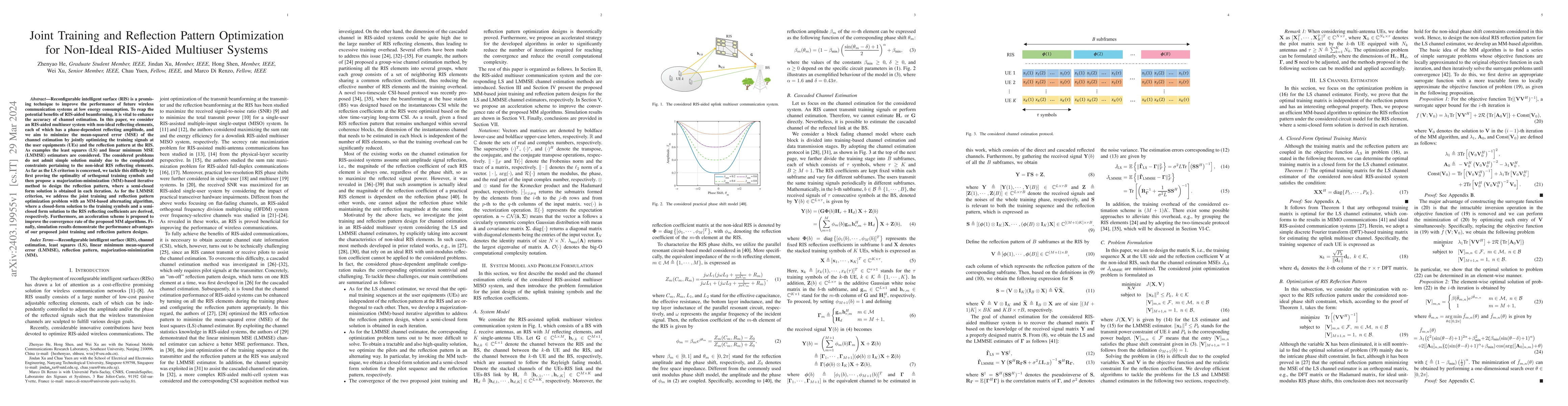 Thumbnail for Joint Training and Reflection Pattern Optimization for Non-Ideal
  RIS-Aided Multiuser Systems