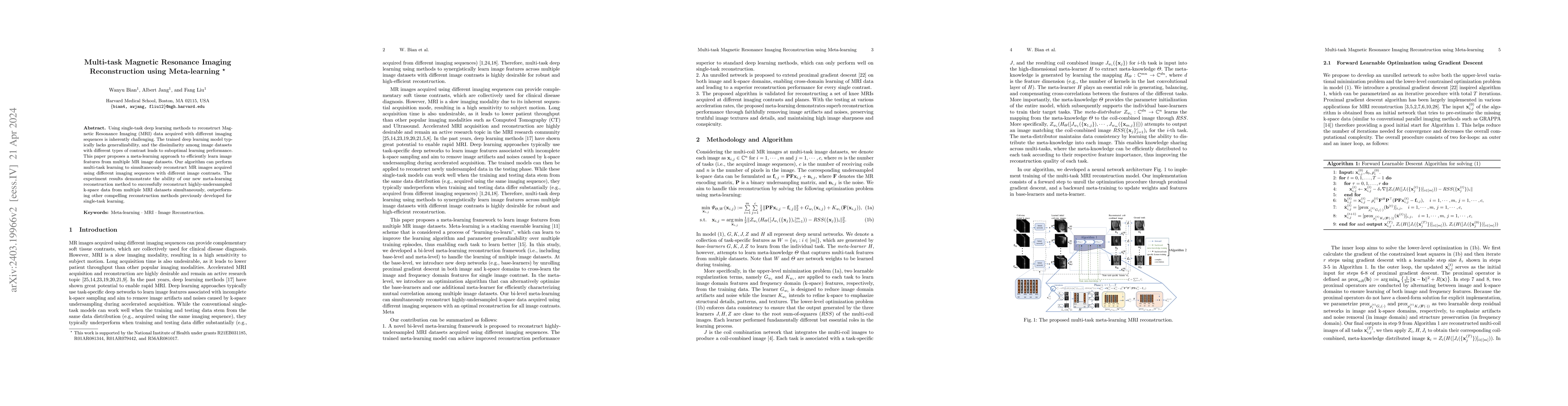 Thumbnail for Multi-task Magnetic Resonance Imaging Reconstruction using Meta-learning