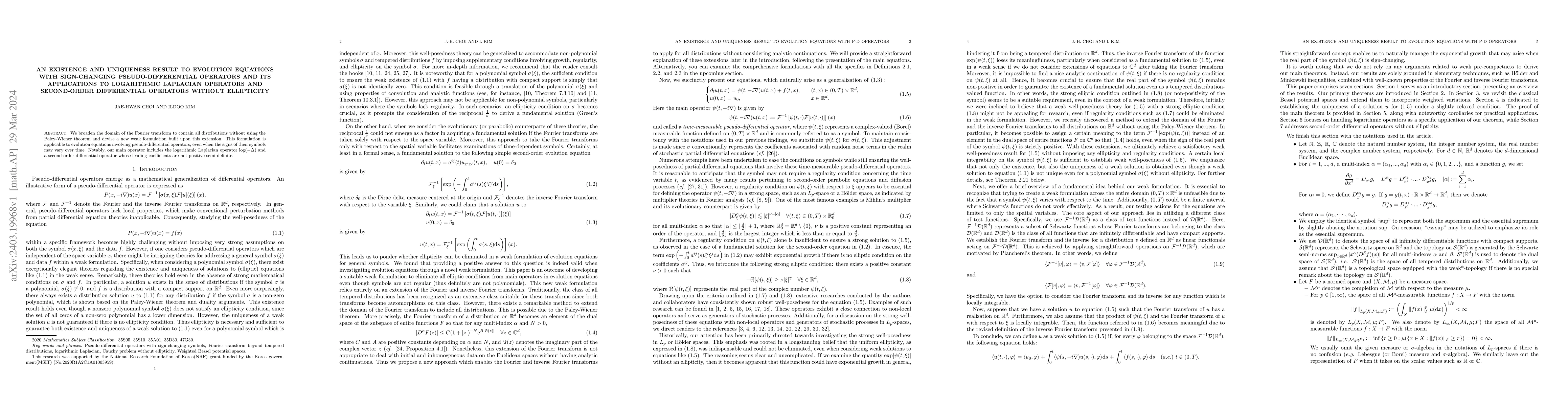 Thumbnail for An existence and uniqueness result to evolution equations with
  sign-changing pseudo-differential operators and its applications to
  logarithmic Laplacian operators and second-order differential operators
  without ellipticity