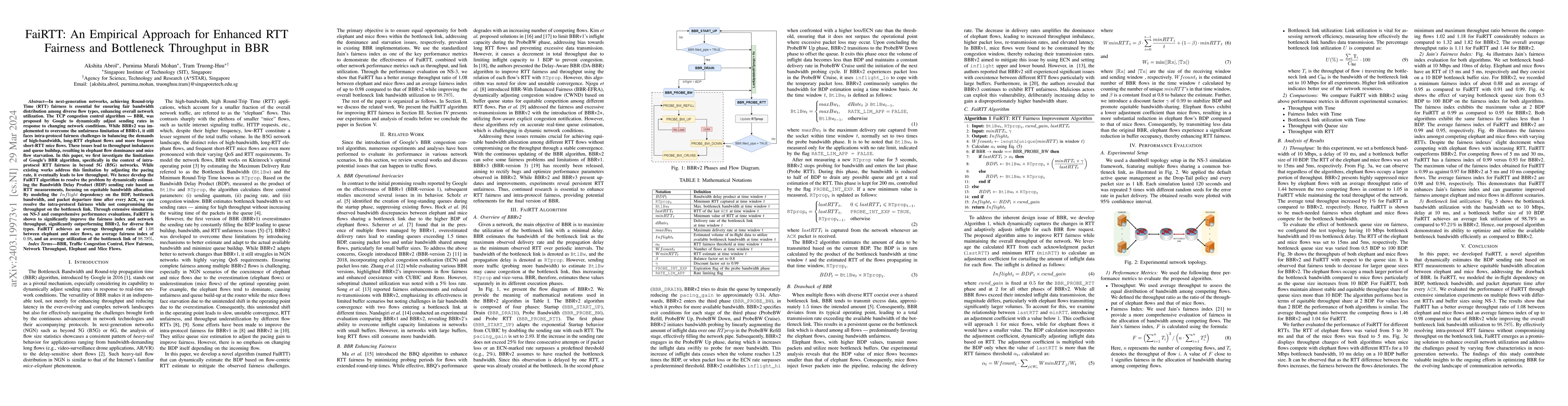 Thumbnail for FaiRTT: An Empirical Approach for Enhanced RTT Fairness and Bottleneck
  Throughput in BBR