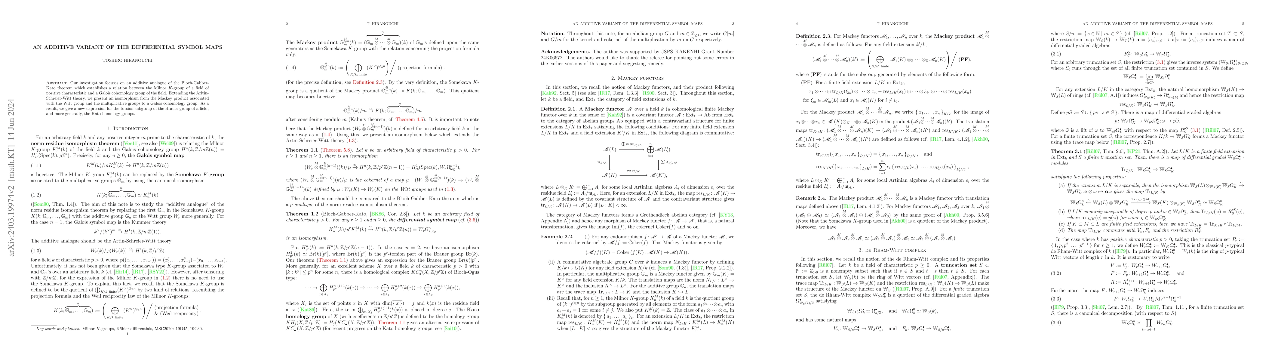 Thumbnail for An additive variant of the differential symbol maps