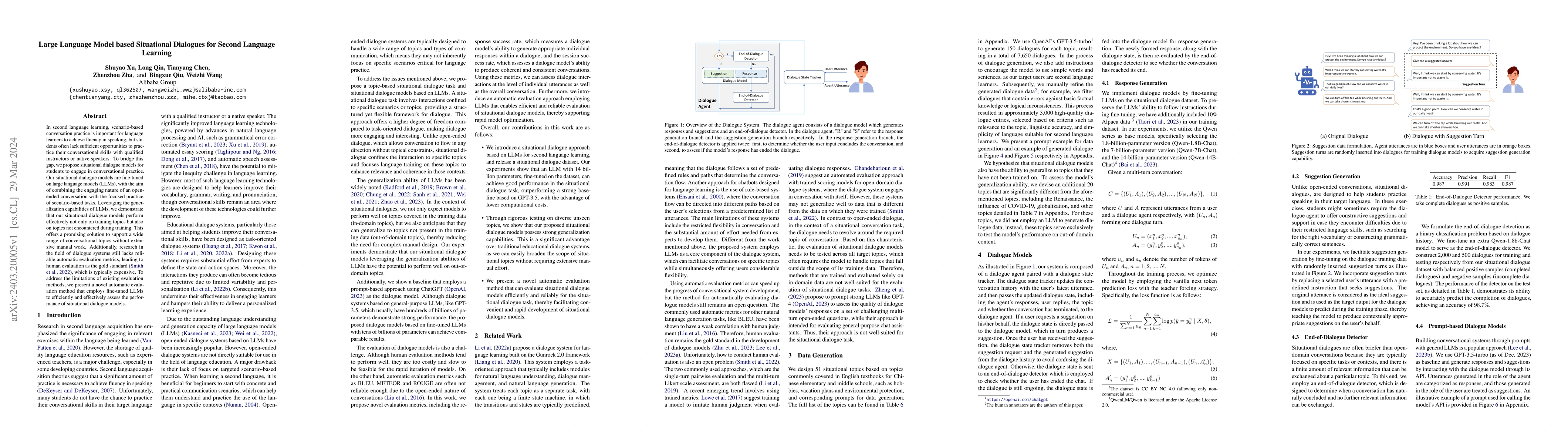 Thumbnail for Large Language Model based Situational Dialogues for Second Language
  Learning