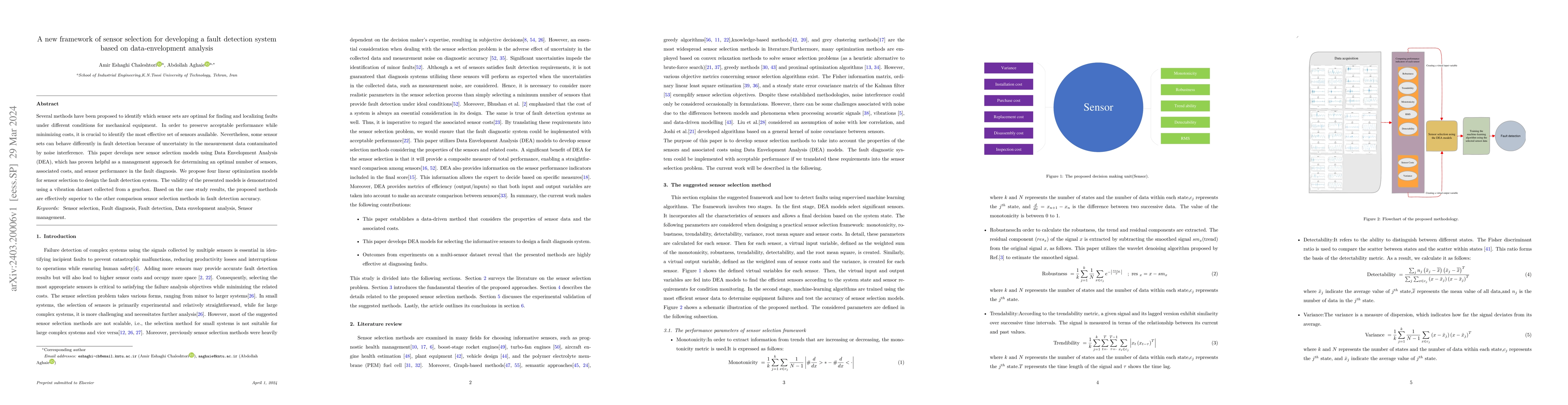 Thumbnail for A new framework of sensor selection for developing a fault detection
  system based on data-envelopment analysis